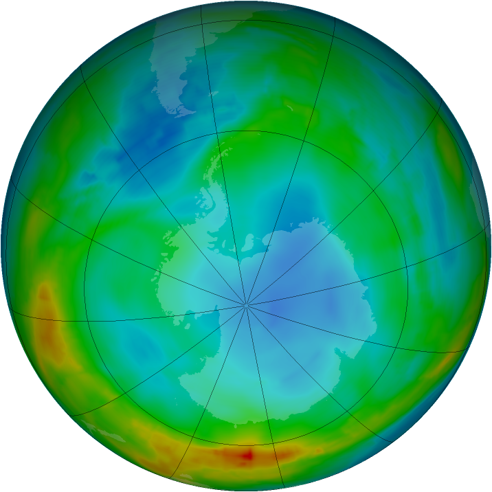 Antarctic ozone map for 10 July 2014